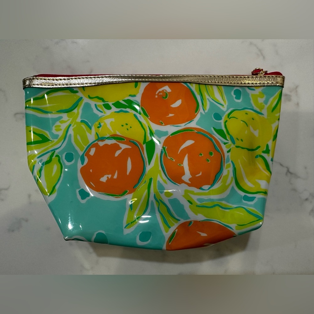 NEW Lilly Pulitzer Estee Lauder Plastic Cosmetic Makeup Purse Clutch Bag GREEN - Picture 4 of 5